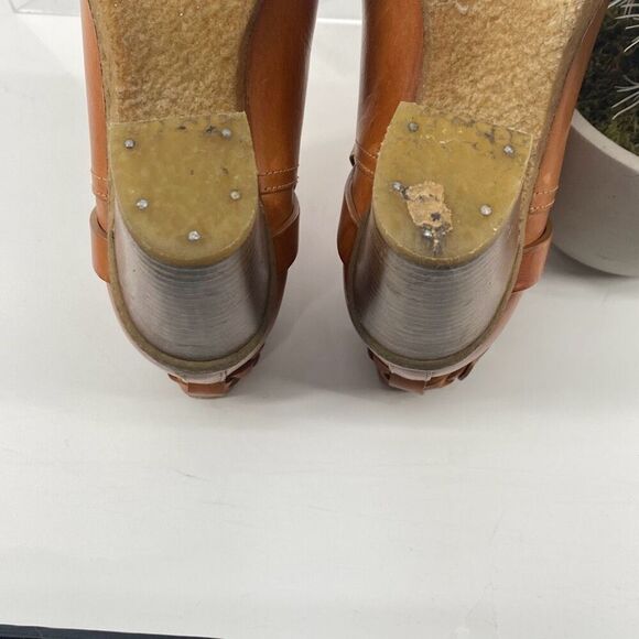 Mulberry Dorset Stacked Heel Buckle Ankle Boots Leather Cognac Size EU 38/ US 7‎ - Picture 13 of 16